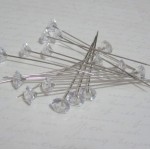 Lg. Clear Crystal Stick Pins - 144